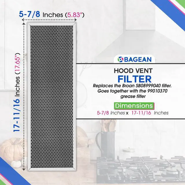 Alt view image 3 of 6 - Stove Hood Vent Filter 5.83" x 17.65" for SB08999040 - Compatible with Broan Charcoal Range Hood Filter Replacement Ductless Filters for Kitchen Oven - Removes Odors and Freshens Air (1-Pk)