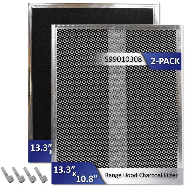 Main image of 2-Pack S99010308 Range Hood Charcoal Filter 10.8 x 13.3 Inch Non-Ducted Stove Hood Vent Filter Replacement for Bro-an BPSF30 QS/WS series G-e WB02X10707