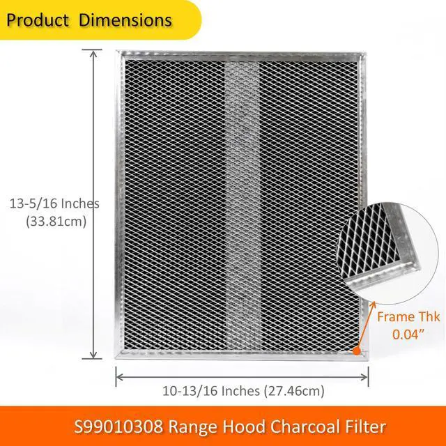 Alt view image 2 of 7 - 2-Pack S99010308 Range Hood Charcoal Filter 10.8 x 13.3 Inch Non-Ducted Stove Hood Vent Filter Replacement for Bro-an BPSF30 QS/WS series G-e WB02X10707