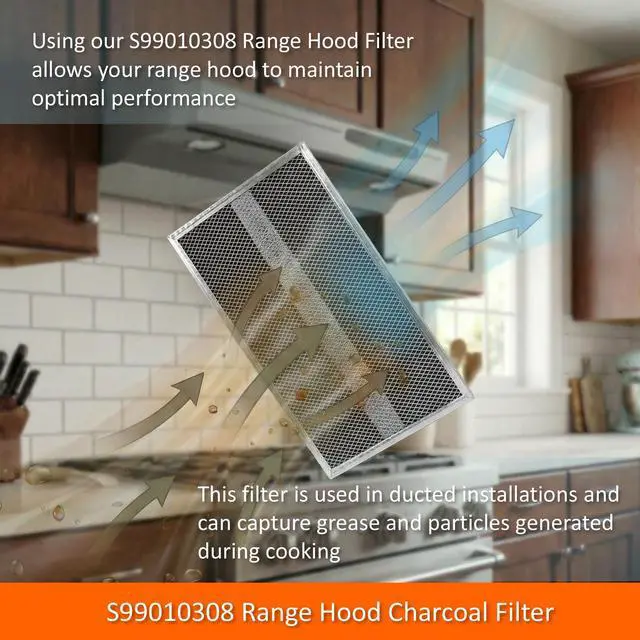 Alt view image 6 of 7 - 2-Pack S99010308 Range Hood Charcoal Filter 10.8 x 13.3 Inch Non-Ducted Stove Hood Vent Filter Replacement for Bro-an BPSF30 QS/WS series G-e WB02X10707