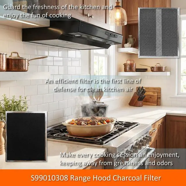 Alt view image 7 of 7 - 2-Pack S99010308 Range Hood Charcoal Filter 10.8 x 13.3 Inch Non-Ducted Stove Hood Vent Filter Replacement for Bro-an BPSF30 QS/WS series G-e WB02X10707