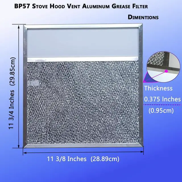 Alt view image 2 of 7 - BP57 Stove Hood Vent Filter for 43000 Series Br-oan Range Hood Filters with Light Lens 11 3/8" x 11 3/4" The Kitchen Exhaust Carbon Fan filter It's fit for Nut-one Grease Filter Replacement(1-Pack)