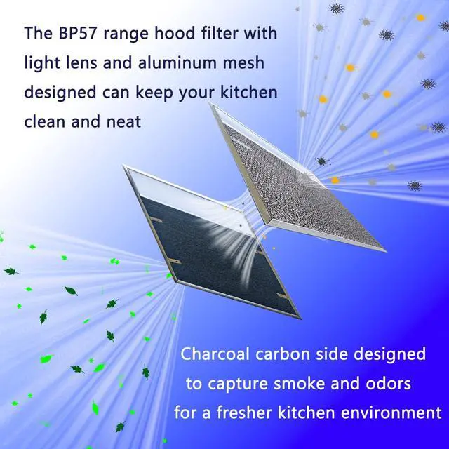 Alt view image 5 of 7 - BP57 Stove Hood Vent Filter for 43000 Series Br-oan Range Hood Filters with Light Lens 11 3/8" x 11 3/4" The Kitchen Exhaust Carbon Fan filter It's fit for Nut-one Grease Filter Replacement(1-Pack)