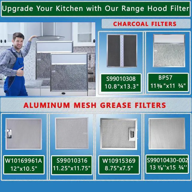 Alt view image 7 of 7 - BP57 Stove Hood Vent Filter for 43000 Series Br-oan Range Hood Filters with Light Lens 11 3/8" x 11 3/4" The Kitchen Exhaust Carbon Fan filter It's fit for Nut-one Grease Filter Replacement(1-Pack)