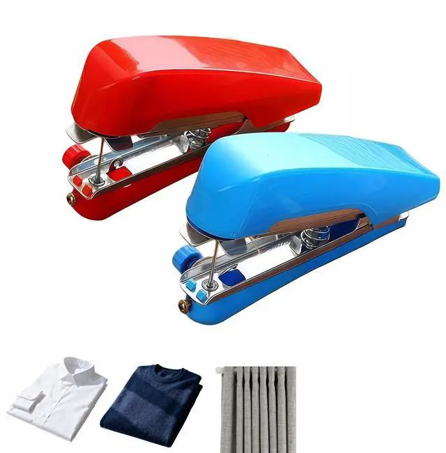 Main image of Portable Sewing Machine, Handheld Mini Sewing Machine for Beginners, 1-Second Quick Stitch, Ideal for Travel & Home Use, Repair Clothes, Jeans, Leather, DIY Projects Red and Blue