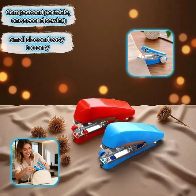 Alt view image 2 of 7 - Portable Sewing Machine, Handheld Mini Sewing Machine for Beginners, 1-Second Quick Stitch, Ideal for Travel & Home Use, Repair Clothes, Jeans, Leather, DIY Projects Red and Blue