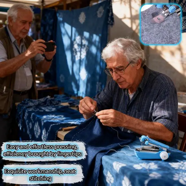 Alt view image 7 of 7 - Portable Sewing Machine, Handheld Mini Sewing Machine for Beginners, 1-Second Quick Stitch, Ideal for Travel & Home Use, Repair Clothes, Jeans, Leather, DIY Projects Red and Blue