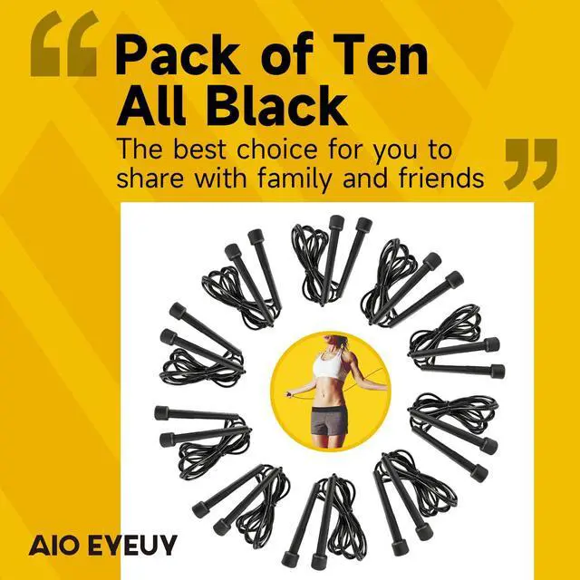 Alt view image 2 of 6 - 10 Pack Adjustable Jump Rope for Fitness and Exercise - PVC Skipping Rope for Men, Women and Teens - Tangle-Free for Keeping Fit, Training, Workout Black
