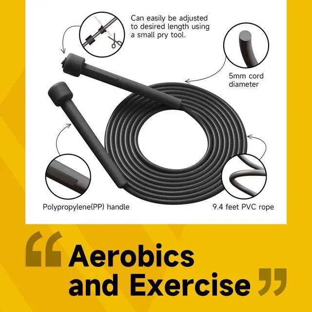 Alt view image 4 of 6 - 10 Pack Adjustable Jump Rope for Fitness and Exercise - PVC Skipping Rope for Men, Women and Teens - Tangle-Free for Keeping Fit, Training, Workout Black
