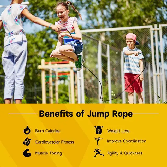 Alt view image 6 of 6 - 10 Pack Adjustable Jump Rope for Fitness and Exercise - PVC Skipping Rope for Men, Women and Teens - Tangle-Free for Keeping Fit, Training, Workout Black