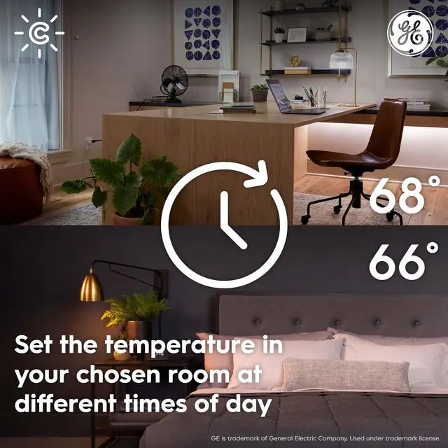 Alt view image 3 of 7 - GE Smart Temperature Sensor, Works with Cync Smart Thermostat (Required and Sold Separately) to Reduce Hot and Cold Spots, Easy Mounting and DIY Installation, White