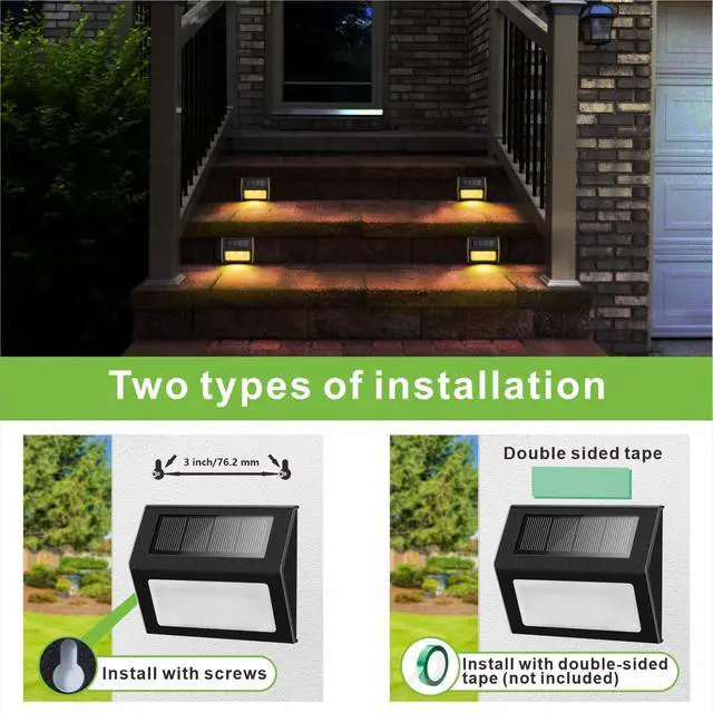 Alt view image 3 of 7 - Warm White Solar Lights for Deck Step Fence, Black SST Housing, 6 Pack | Soft warm non-glare LED lamp, sturdy stainless steel casing with black coating, for deck, step, fence, pathway, Rainproof