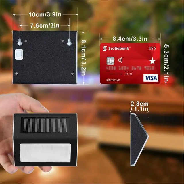 Alt view image 2 of 7 - Warm White Solar Lights for Deck Step Fence, Black SST Housing, 6 Pack | Soft warm non-glare LED lamp, sturdy stainless steel casing with black coating, for deck, step, fence, pathway, Rainproof