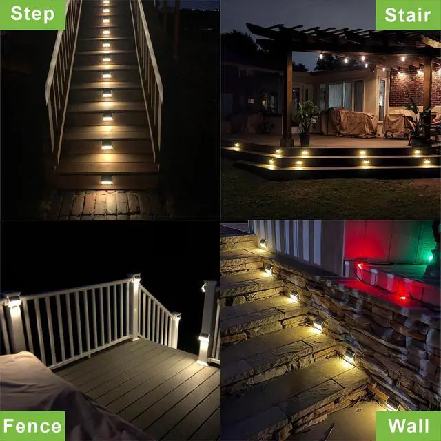 Alt view image 6 of 7 - Warm White Solar Lights for Deck Step Fence, Black SST Housing, 6 Pack | Soft warm non-glare LED lamp, sturdy stainless steel casing with black coating, for deck, step, fence, pathway, Rainproof
