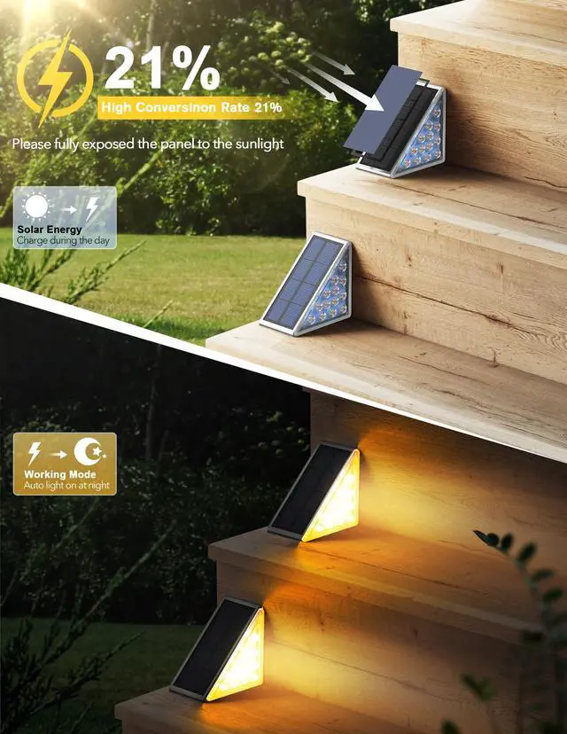 Alt view image 2 of 7 - LED Solar Step Lights Waterproof Outdoor Stair Lights, Solar Deck Lights Outdoor Decor IP67 Solar Decoration Lights for Yard, Patio, Garden, Walkways, Front Door, Pathway, Driveway, Porch 6 Pack