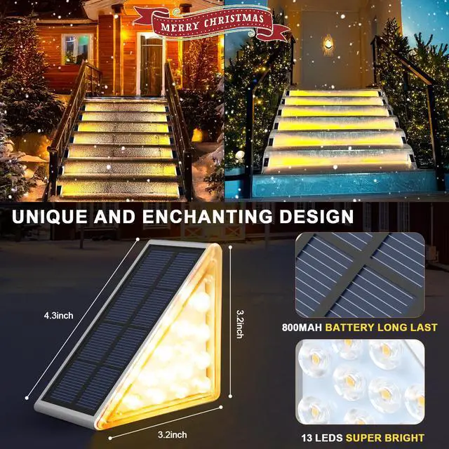 Alt view image 4 of 7 - LED Solar Step Lights Waterproof Outdoor Stair Lights, Solar Deck Lights Outdoor Decor IP67 Solar Decoration Lights for Yard, Patio, Garden, Walkways, Front Door, Pathway, Driveway, Porch 6 Pack