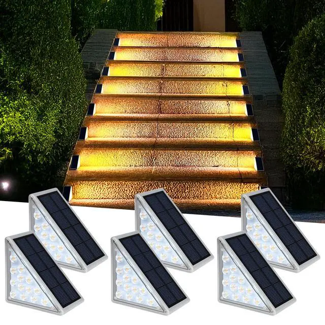 Alt view image 7 of 7 - LED Solar Step Lights Waterproof Outdoor Stair Lights, Solar Deck Lights Outdoor Decor IP67 Solar Decoration Lights for Yard, Patio, Garden, Walkways, Front Door, Pathway, Driveway, Porch 6 Pack