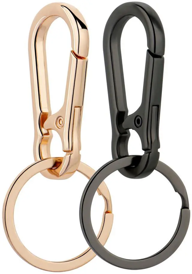 Main image of Metal Keychains Keyring Key Chain Ring Clip Holder Organizer for Home Car Keys Key Finder Women Men (2, Gold Black)