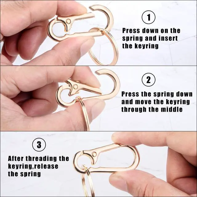 Alt view image 3 of 6 - Metal Keychains Keyring Key Chain Ring Clip Holder Organizer for Home Car Keys Key Finder Women Men (2, Gold Black)