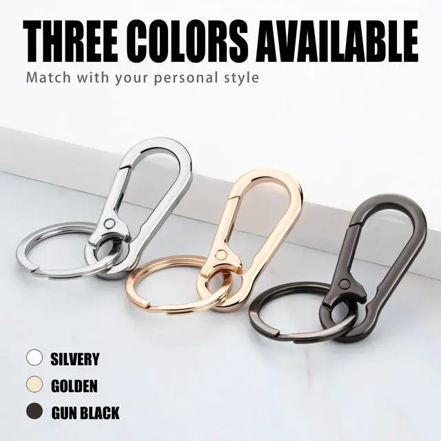 Alt view image 4 of 6 - Metal Keychains Keyring Key Chain Ring Clip Holder Organizer for Home Car Keys Key Finder Women Men (2, Gold Black)
