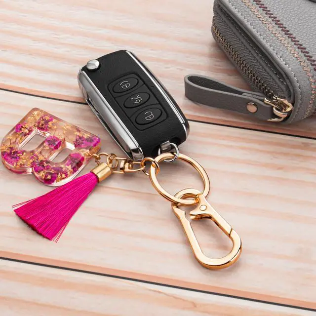 Alt view image 6 of 6 - Metal Keychains Keyring Key Chain Ring Clip Holder Organizer for Home Car Keys Key Finder Women Men (2, Gold Black)