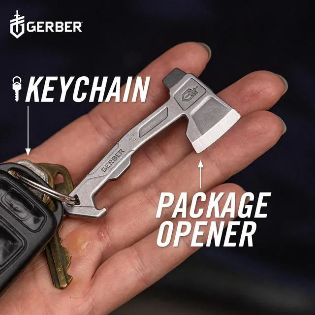 Alt view image 4 of 7 - Gear Hatchet Keychain 3-in-1 Multitool, Clips to Pocket or Keychain with Bottle Opener, Flathead Driver, Package Opener, EDC Gear for Everyday Carry