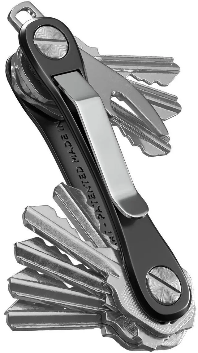 Main image of Rugged - Multitool Key Holder for Keychain w/Bottle Opener and Pocket Clip, Organizer for Keys, EDC Keychains, Ring for Car Fobs Key Chains, Expandable (Up to 14 Keys, Black)