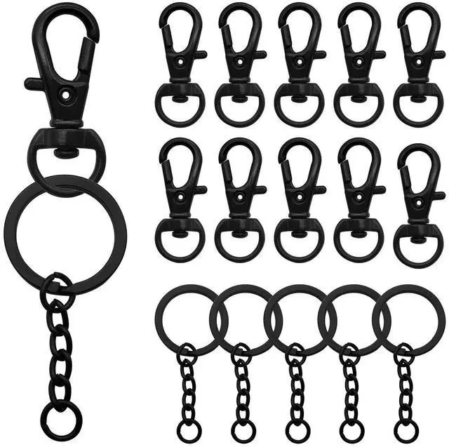 Main image of 150Pcs Black Swivel Snap Hook Set,Swivel Clasp Keychain Hook Lobster Clasp Split Key Rings with Chain and Jump Rings Bulk for Keychain Lanyard,Jewelry,DIY Crafts Supplies
