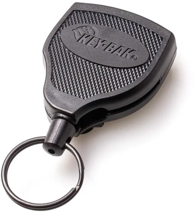 Main image of Super48 HD 8oz. Locking Retractable Key Holder, 48" Retractable Cord, Black Polycarbonate Case, Steel Belt Clip, Oversized Split Ring