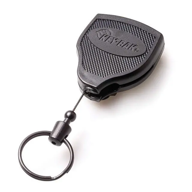 Alt view image 3 of 6 - Super48 HD 8oz. Locking Retractable Key Holder, 48" Retractable Cord, Black Polycarbonate Case, Steel Belt Clip, Oversized Split Ring