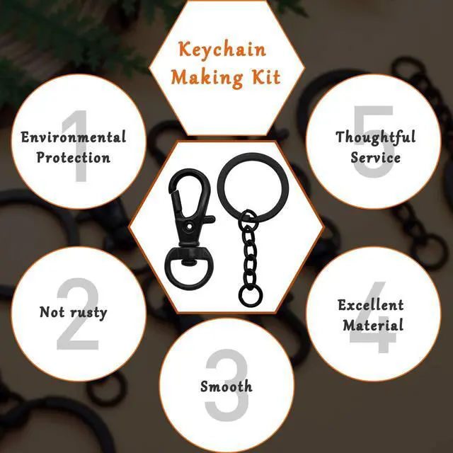 Alt view image 3 of 7 - 150Pcs Black Swivel Snap Hook Set,Swivel Clasp Keychain Hook Lobster Clasp Split Key Rings with Chain and Jump Rings Bulk for Keychain Lanyard,Jewelry,DIY Crafts Supplies