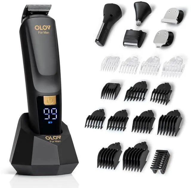 Main image of Beard Trimmer, 21 Piece All-in-One Mens Grooming Kit and Hair Clipper, Nose, Ear,Body and Face, Electric Razor with USB Recharge Dock