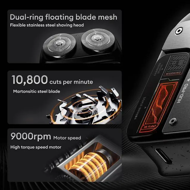 Alt view image 2 of 7 - Mini Electric Shaver for Men,9000Rpm Electric Razor for Men,Magnetic Dual-Head Rotary Pocket Shaver IPX7 Waterproof Wet & Dry for Shaving Face,USB-C Rechargeable for Home,Car,Travel(Gray)