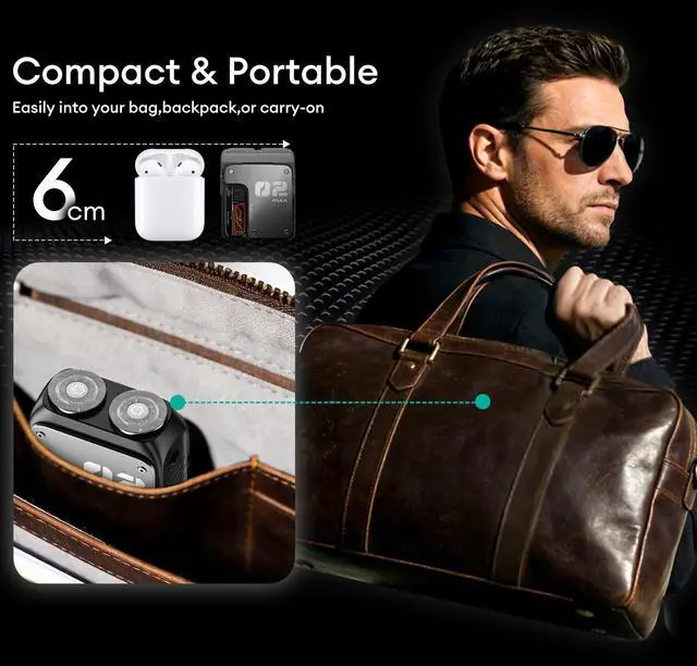 Alt view image 5 of 7 - Mini Electric Shaver for Men,9000Rpm Electric Razor for Men,Magnetic Dual-Head Rotary Pocket Shaver IPX7 Waterproof Wet & Dry for Shaving Face,USB-C Rechargeable for Home,Car,Travel(Gray)