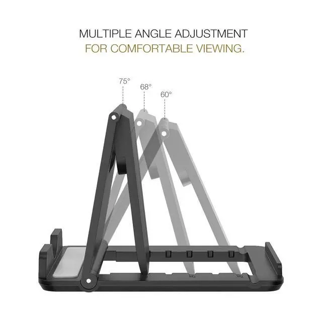 Alt view image 3 of 7 - Phone/Tablet Stand, Foldable Tablet Holder Compatible with iPhone 17/17 Air/17 Pro/17 Pro Max, iPhone 16/Pro/Pro Max/Plus, iPhone 15/Pro/Pro Max/Plus, iPhone 14/Pro/Pro Max/Plus, Black