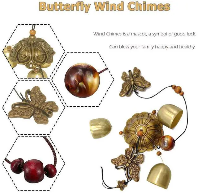 Alt view image 2 of 5 - Butterfly Wind Chimes Small Metal Garden Bells Spring Wind Chime for Garden Yard Patio Hanging Decoration Gift