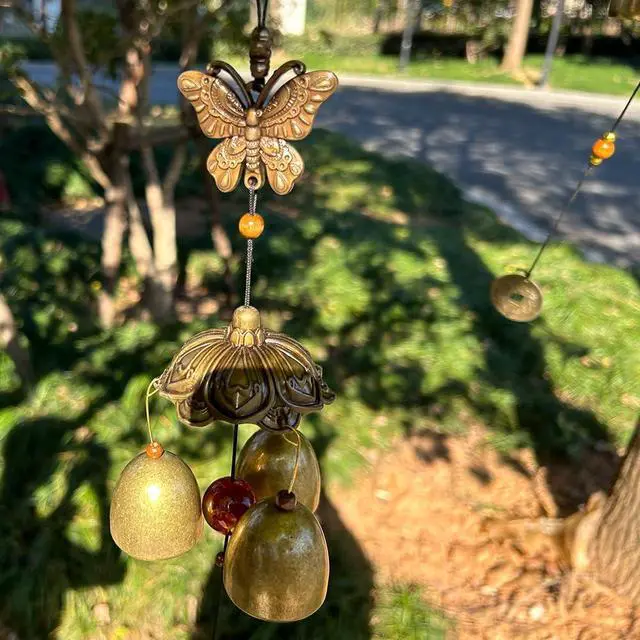 Alt view image 3 of 5 - Butterfly Wind Chimes Small Metal Garden Bells Spring Wind Chime for Garden Yard Patio Hanging Decoration Gift