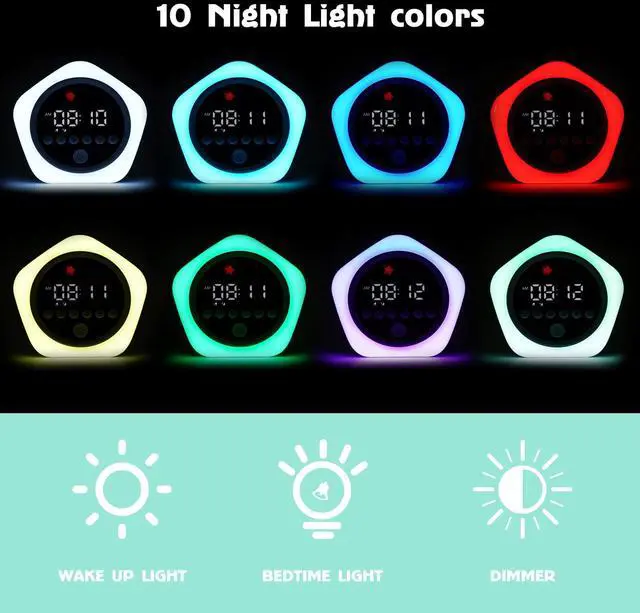 Alt view image 3 of 7 - Kids Alarm Clock, Ok to Wake Clock with Green Light Red Light, Toddler Sleep Training Clock for Children