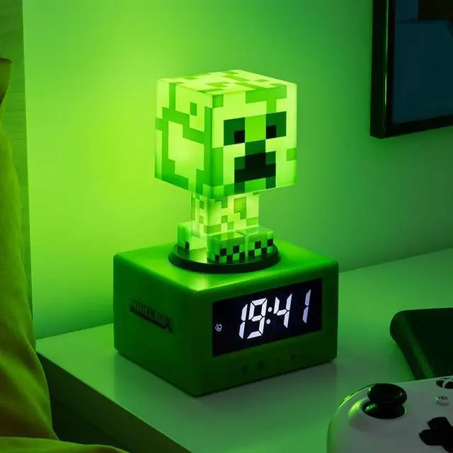 Alt view image 2 of 7 - Minecraft Offical Licensed Creeper Icon Alarm Clock and Night Light for Kids and Tweens, Gaming Room Accessory - Minecraft Gamer Enthusiast Novelty Gift