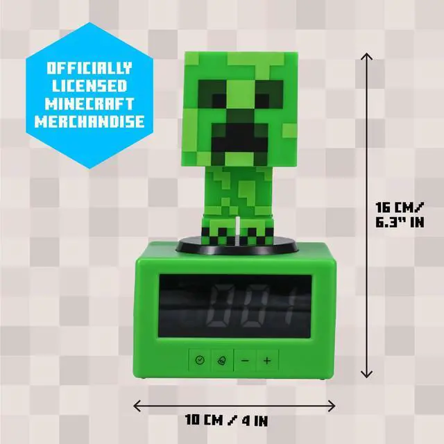 Alt view image 4 of 7 - Minecraft Offical Licensed Creeper Icon Alarm Clock and Night Light for Kids and Tweens, Gaming Room Accessory - Minecraft Gamer Enthusiast Novelty Gift