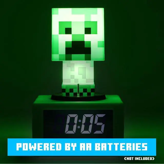 Alt view image 6 of 7 - Minecraft Offical Licensed Creeper Icon Alarm Clock and Night Light for Kids and Tweens, Gaming Room Accessory - Minecraft Gamer Enthusiast Novelty Gift