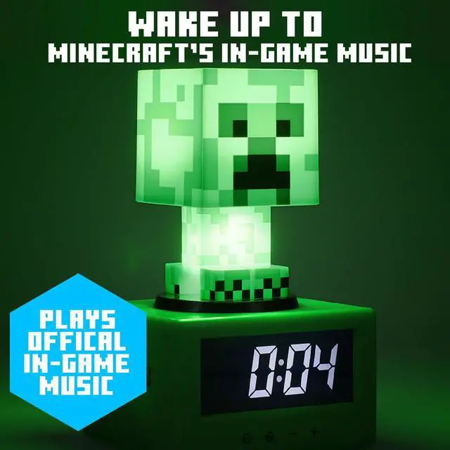 Alt view image 7 of 7 - Minecraft Offical Licensed Creeper Icon Alarm Clock and Night Light for Kids and Tweens, Gaming Room Accessory - Minecraft Gamer Enthusiast Novelty Gift