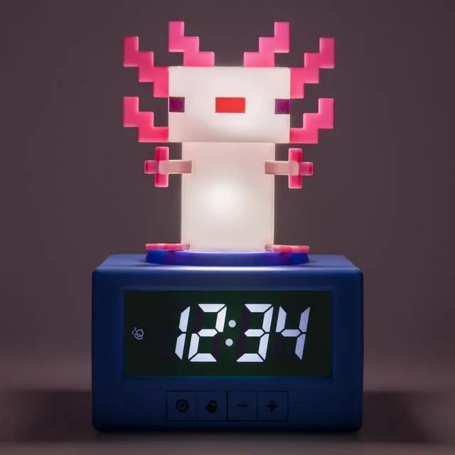 Alt view image 2 of 5 - Minecraft Axolotl Digital Alarm Clock with Night Light Officially Licensed Gaming Decor, for Kids & Teens Bedrooms, Game Rooms, Minecraft Fans