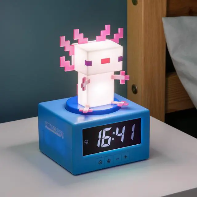 Alt view image 5 of 5 - Minecraft Axolotl Digital Alarm Clock with Night Light Officially Licensed Gaming Decor, for Kids & Teens Bedrooms, Game Rooms, Minecraft Fans
