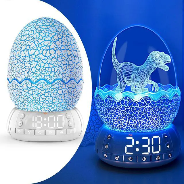 Main image of Dinosaur Egg Alarm Clock for Kids, Wake Up Light, Bluetooth Speaker, Sleep Training Clock with 20 Soothing Sounds & 8 Color LED Decor Night Light for Bedroom, Birthday Gift for Boys Girls Children