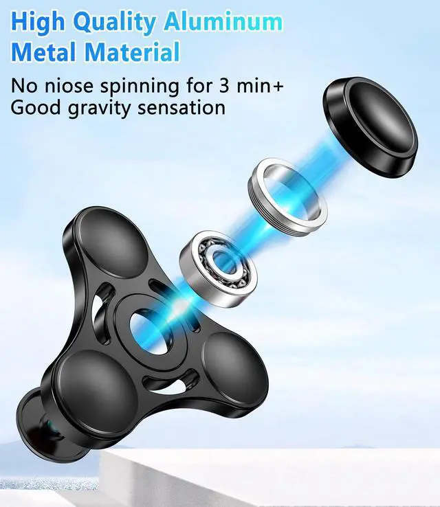 Alt view image 2 of 6 - Fidget Spinners Toy,Ultra Durable Stainless Steel Bearing High Speed 3-5 Min Precision Brass Metal Finger Spinner,EDC ADHD Stress Relief Anxiety Relieves Reducer for Kids and Adults