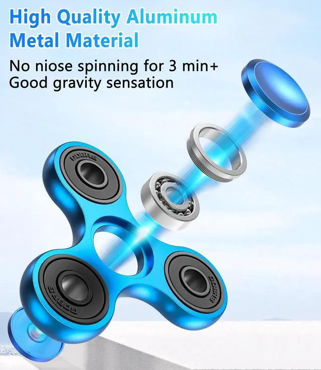 Alt view image 2 of 6 - Fidget Spinner Toy Ultra Durable Stainless Steel Bearing High Speed 2-5 Min Spins Precision Brass Material Hand spinner EDC ADHD Focus Anxiety Stress Relief Boredom Killing Time Toys