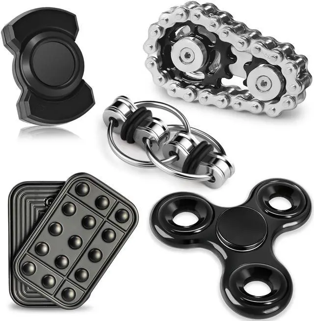 5 Pcs Fidget Toys Adults & Teen Metal Fidgets Spinner Easter Basket Stuffers for Teen Boys Magnetic Slider Cool Gadgets Office Desk Toy Stress Relief Sensory Items for Autism ADHD Anxiety Gifts