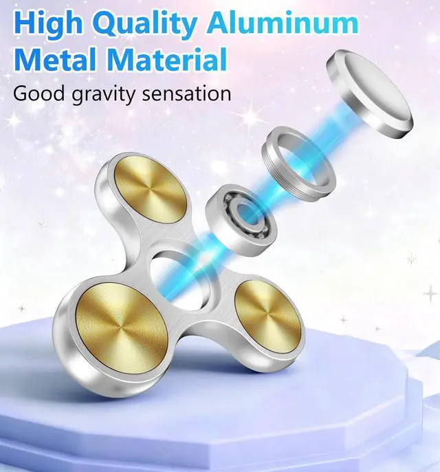 Alt view image 2 of 6 - Fidget Spinner Toy Ultra Durable Stainless Steel Bearing High Speed Precision Metal Material Hand Spinner Focus Anxiety Stress Relief Boredom Killing Time Toys Silver