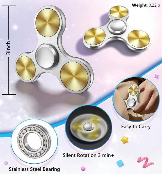 Alt view image 3 of 6 - Fidget Spinner Toy Ultra Durable Stainless Steel Bearing High Speed Precision Metal Material Hand Spinner Focus Anxiety Stress Relief Boredom Killing Time Toys Silver